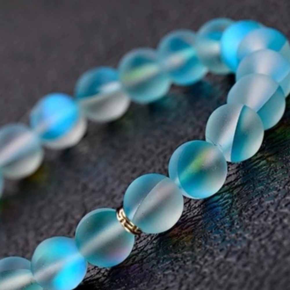 Aqua Blue Matte Moonstone Bracelet NEW - Picture 2 of 3